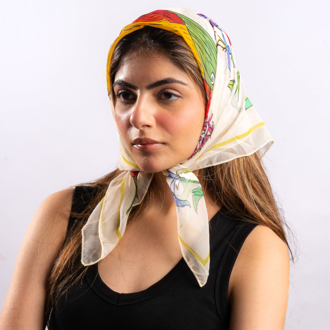Chiffon Meadow Bird Scarf