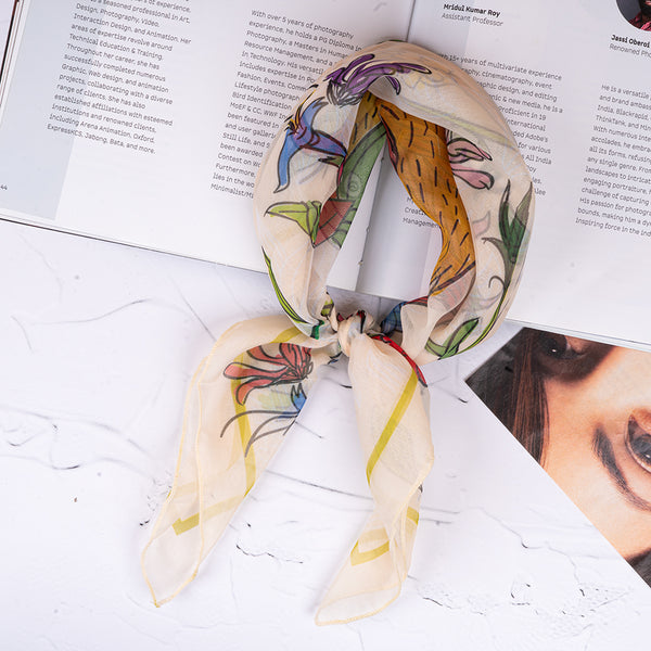 Chiffon Meadow Bird Scarf
