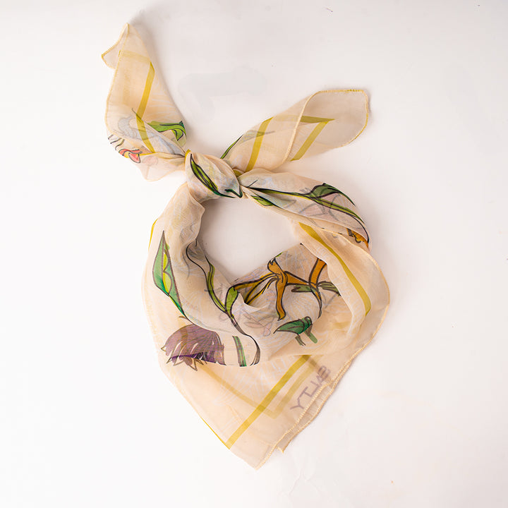 Chiffon Meadow Bird Scarf