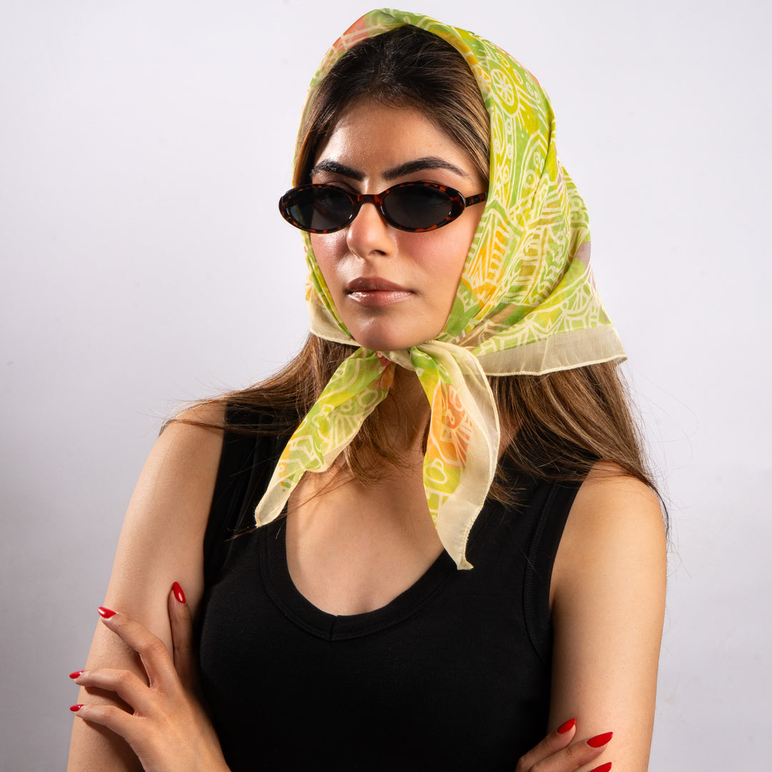 Verdant Mosaic Art Scarf
