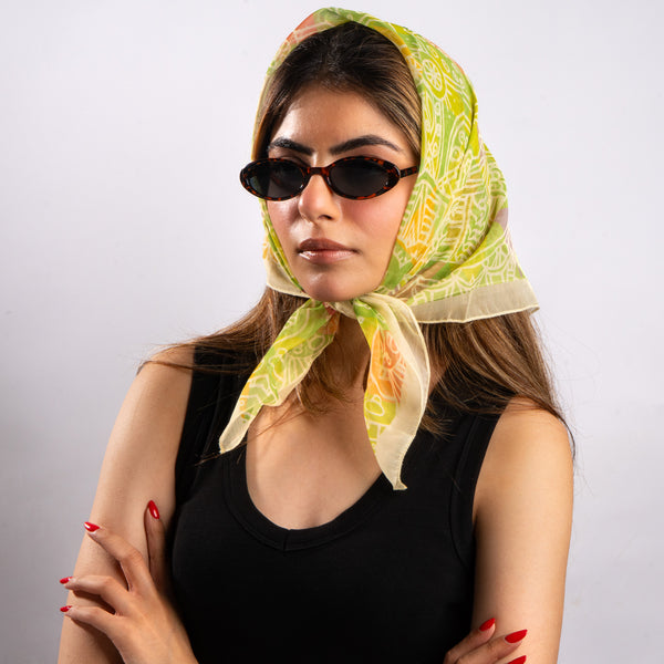 Verdant Mosaic Art Scarf