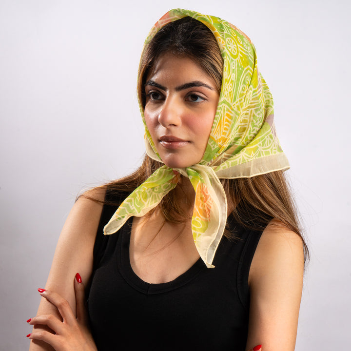 Verdant Mosaic Art Scarf