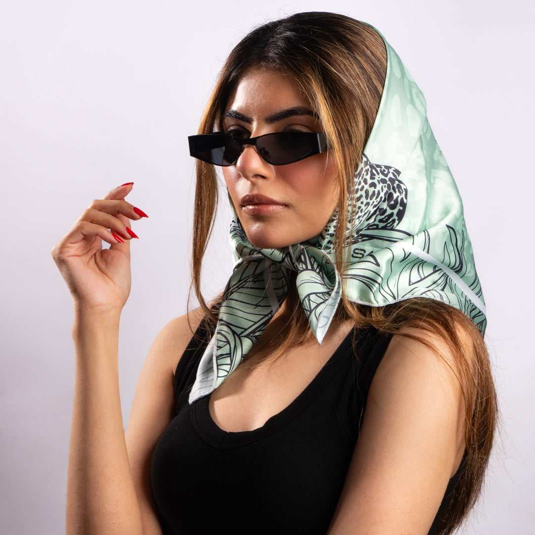 Sage Leopard Garden Scarf