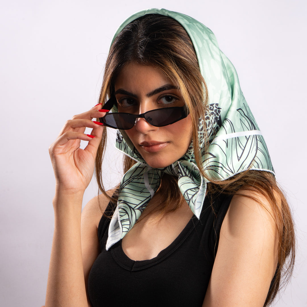 Sage Leopard Garden Scarf