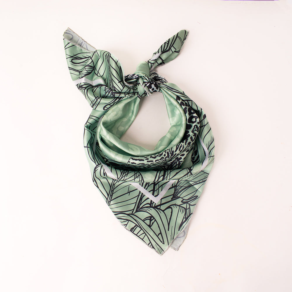 Sage Leopard Garden Scarf