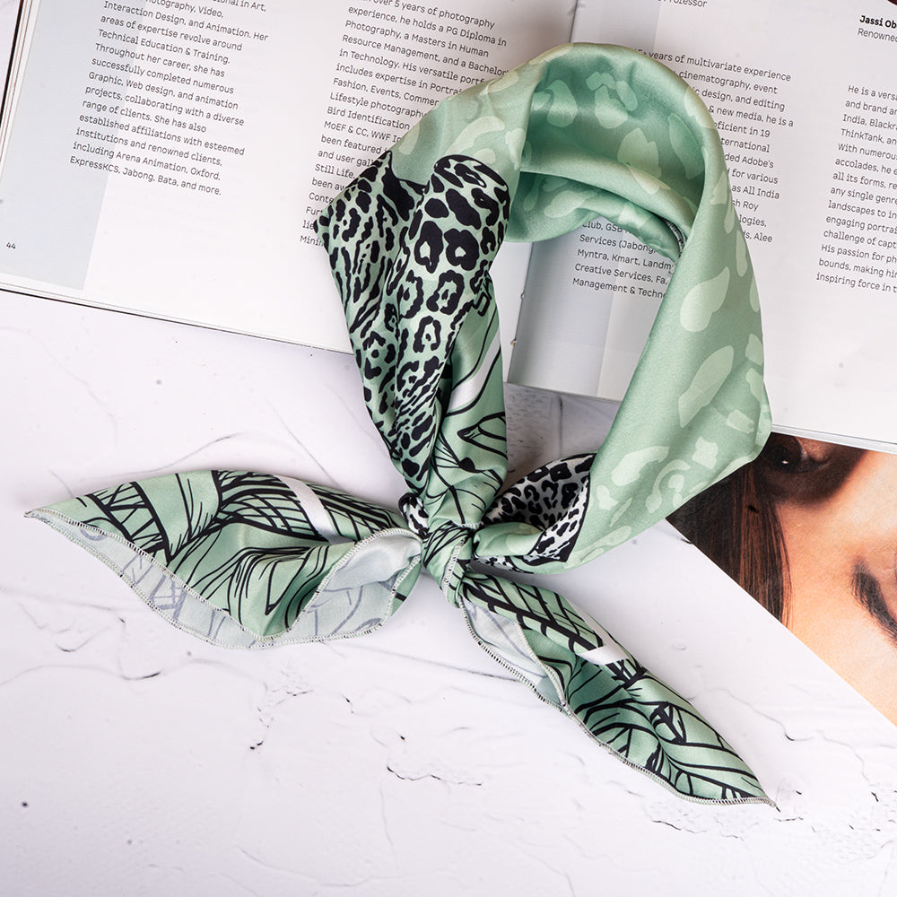 Sage Leopard Garden Scarf