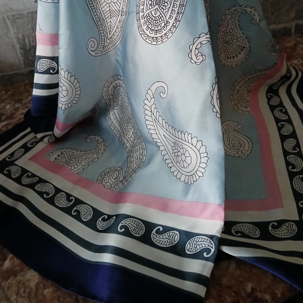 Blue Mist Paisley Designer Scarf