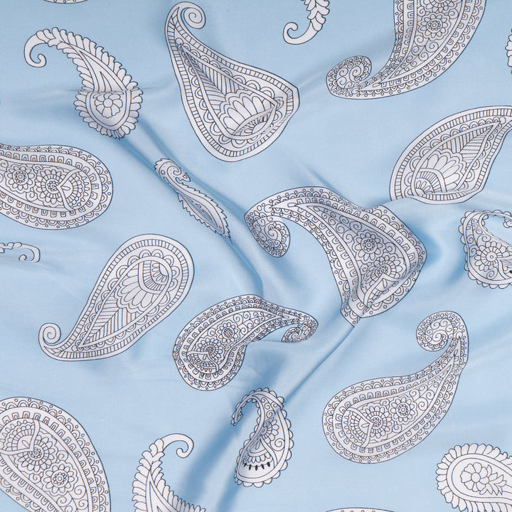 Blue Mist Paisley Designer Scarf