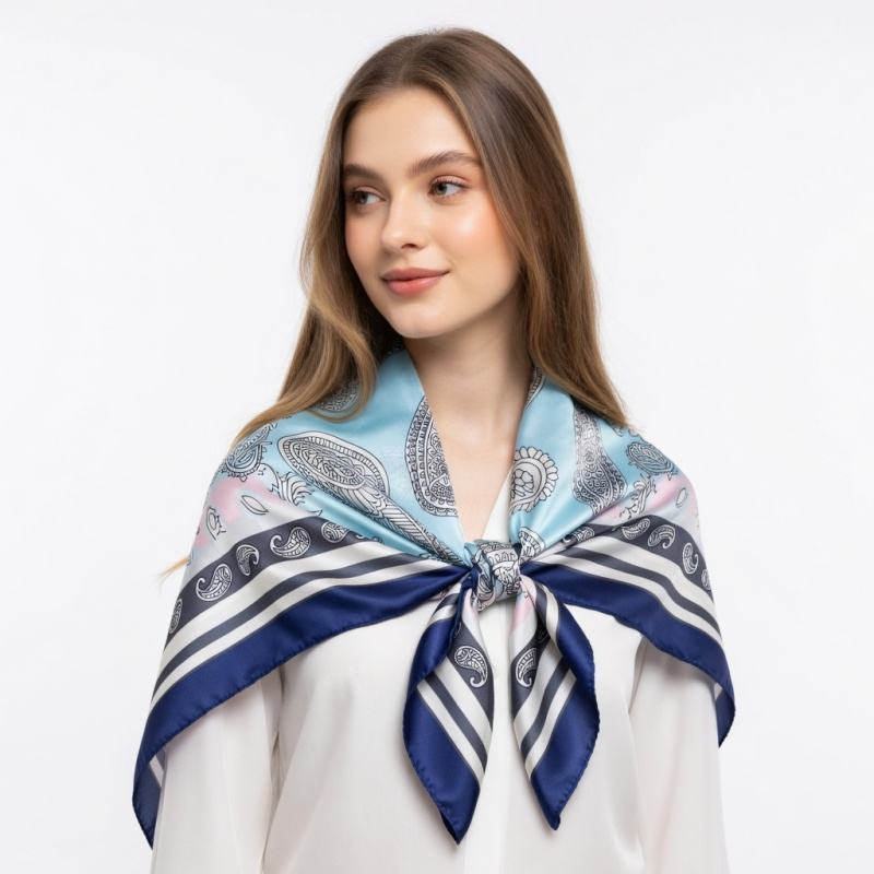 Blue Mist Paisley Designer Scarf