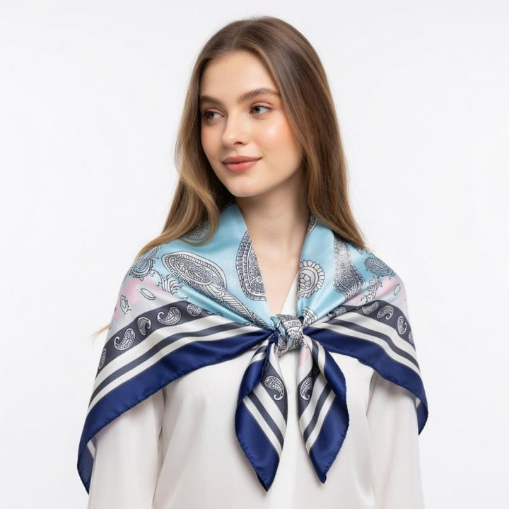Blue Mist Paisley Designer Scarf