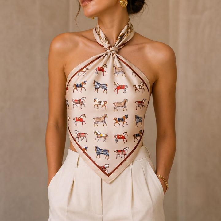 Equestrian Elegance Satin Scarf