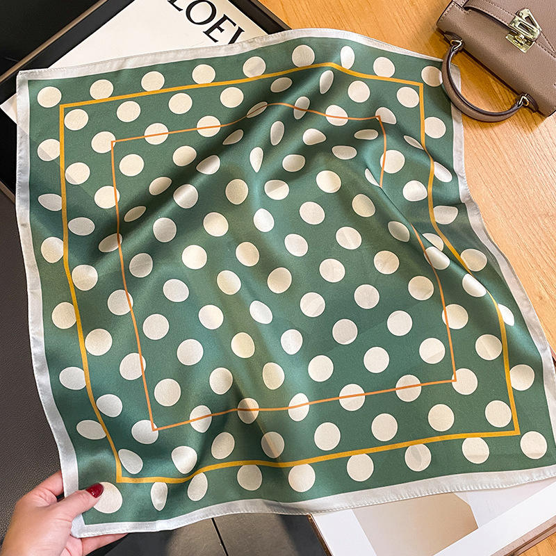 Jade Green Classic Polka Dots Silk Scarf