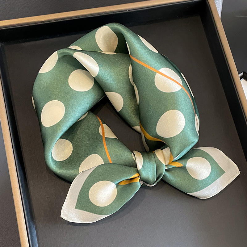 Jade Green Classic Polka Dots Silk Scarf
