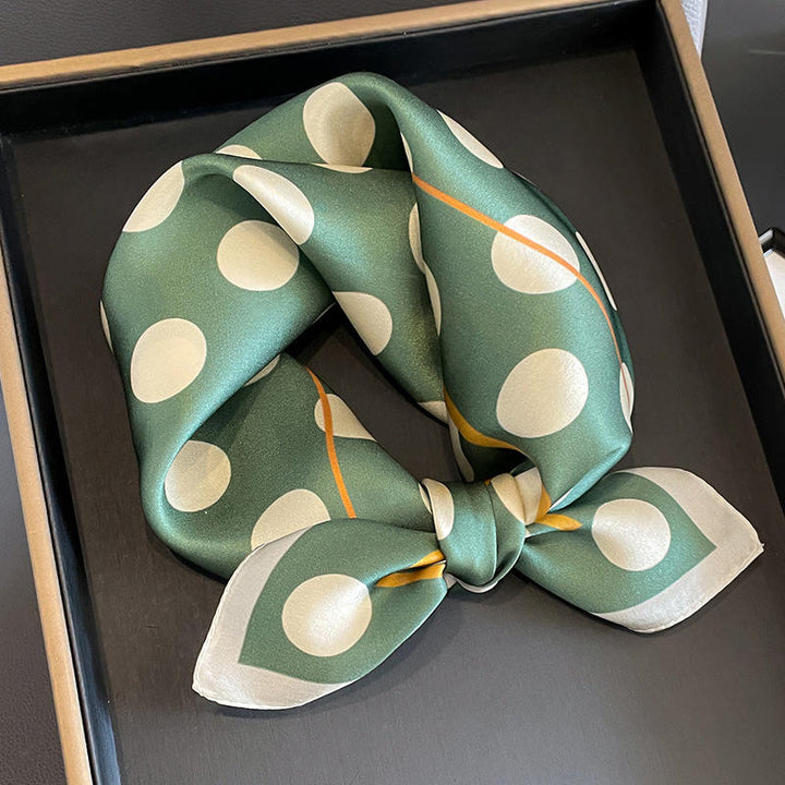 Jade Green Classic Polka Dots Silk Scarf