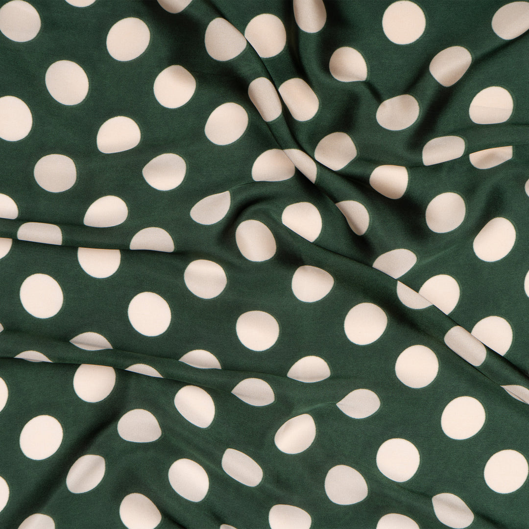 Jade Green Classic Polka Dots Silk Scarf