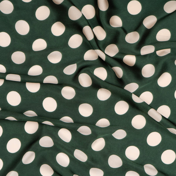 Jade Green Classic Polka Dots Silk Scarf