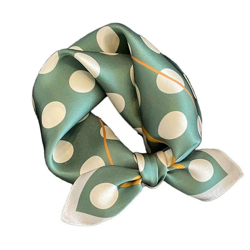 Jade Green Classic Polka Dots Silk Scarf