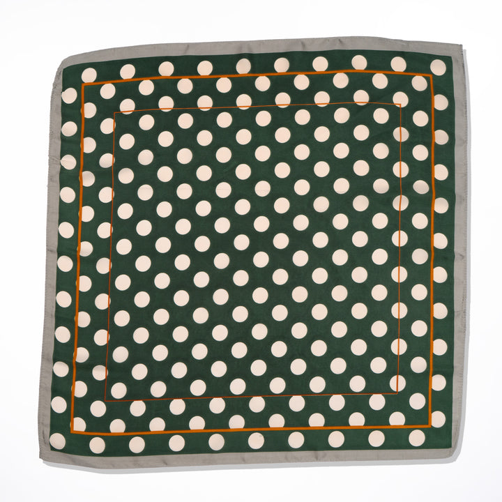Jade Green Classic Polka Dots Silk Scarf