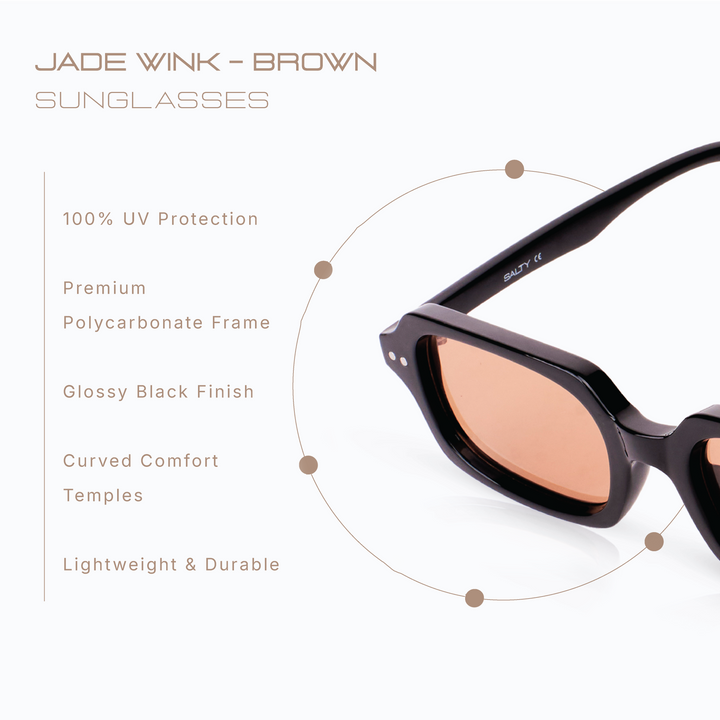 Jade Wink Brown Rectangular Sunglasses