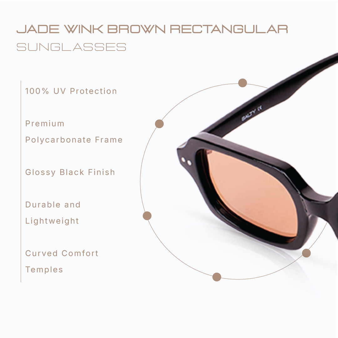 Jade Wink Brown Rectangular Sunglasses
