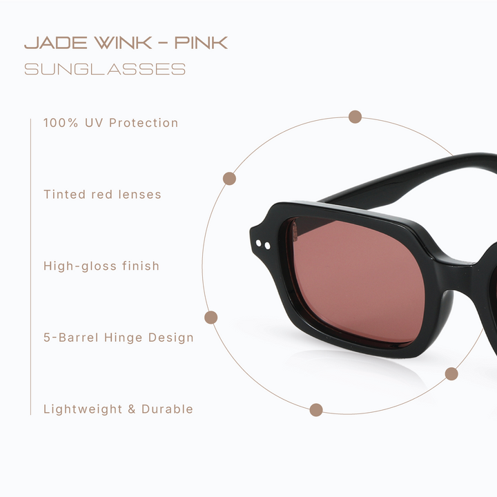 Jade Wink Pink Rectangular Sunglasses