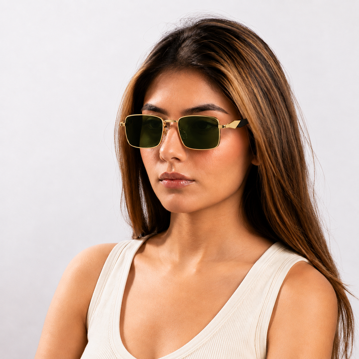 Gold Frame Square Sunglasses | Salty