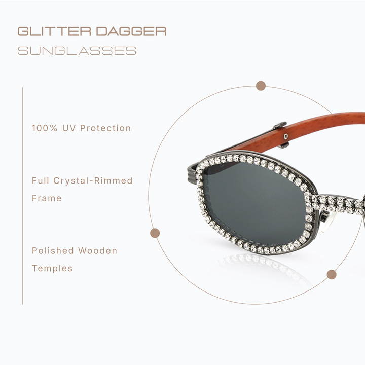 Glitter Dagger Oval UV400 Protective Sunglasses