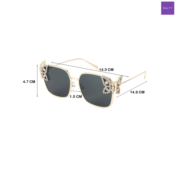 Luxury Butterfly Square Sunglasses For Women - Black