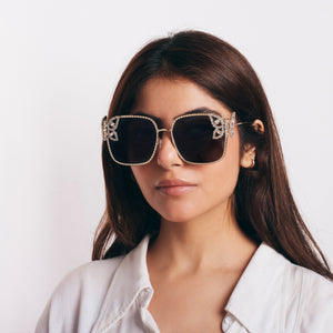 Luxury Butterfly Square Sunglasses For Women - Black