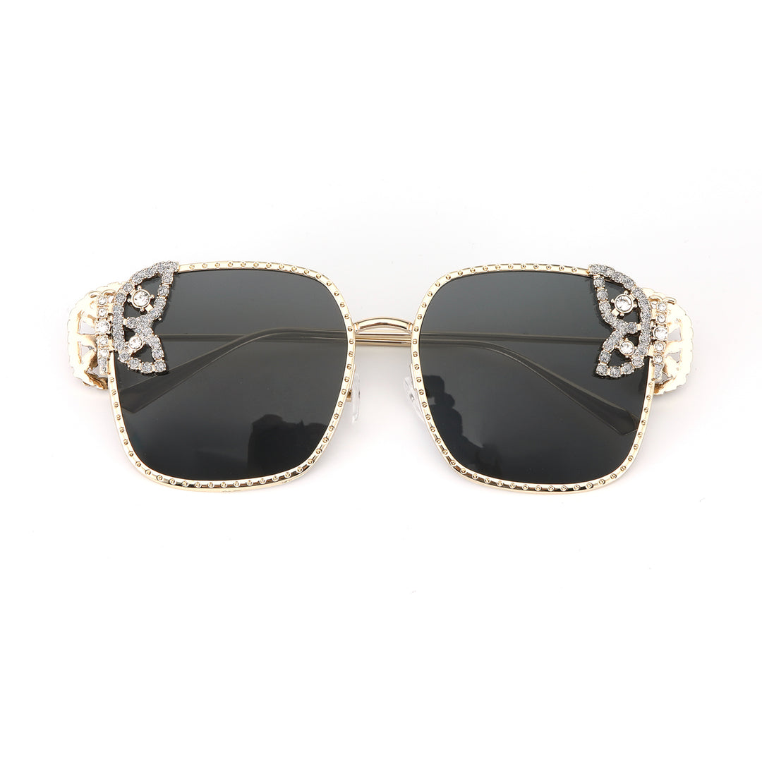 Luxury Butterfly Square Sunglasses For Women - Black
