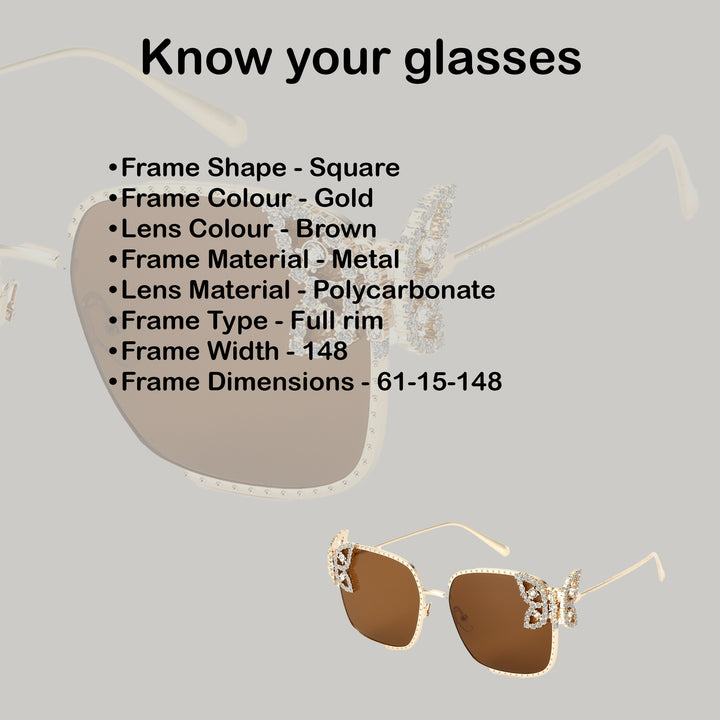 Luxury Butterfly Square Sunglasses For Women - Brown