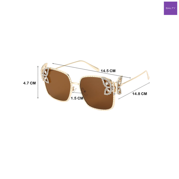 Luxury Butterfly Square Sunglasses For Women - Brown