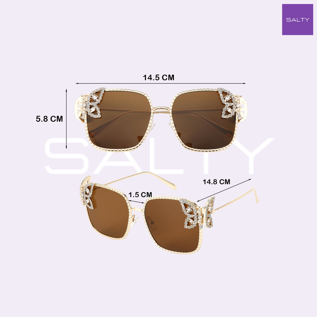 Luxury Butterfly Square Sunglasses For Women - Brown