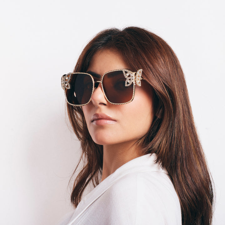Luxury Butterfly Square Sunglasses For Women - Brown