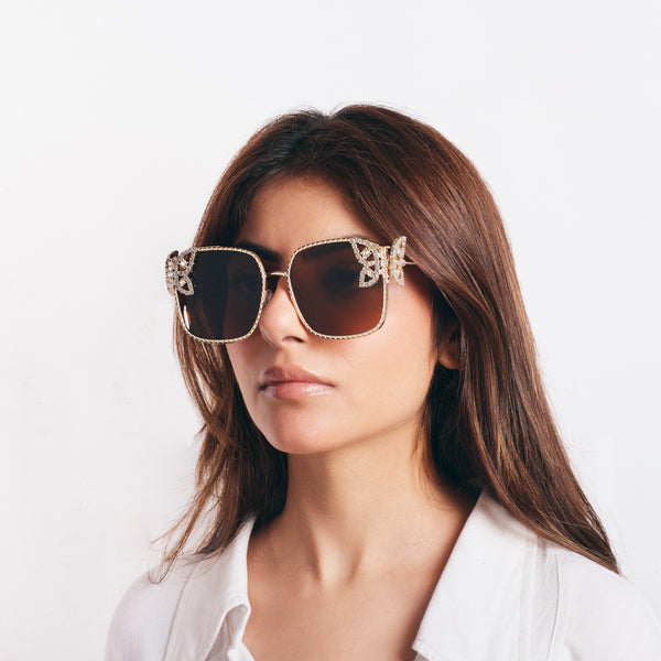 Luxury Butterfly Square Sunglasses For Women - Brown
