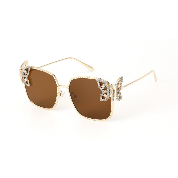 Luxury Butterfly Square Sunglasses For Women - Brown