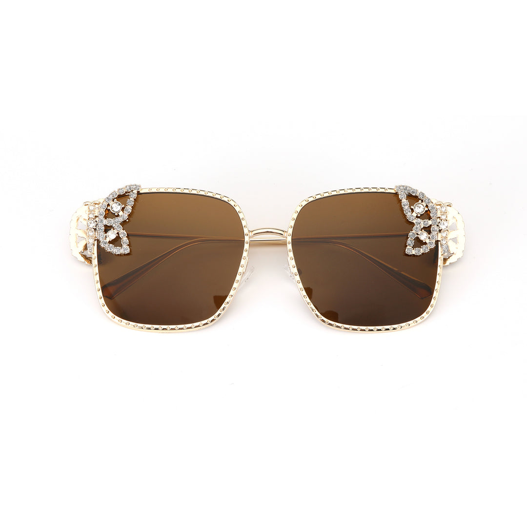 Luxury Butterfly Square Sunglasses For Women - Brown