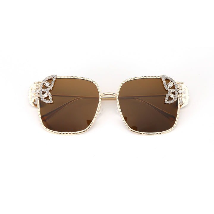 Luxury Butterfly Square Sunglasses For Women - Brown