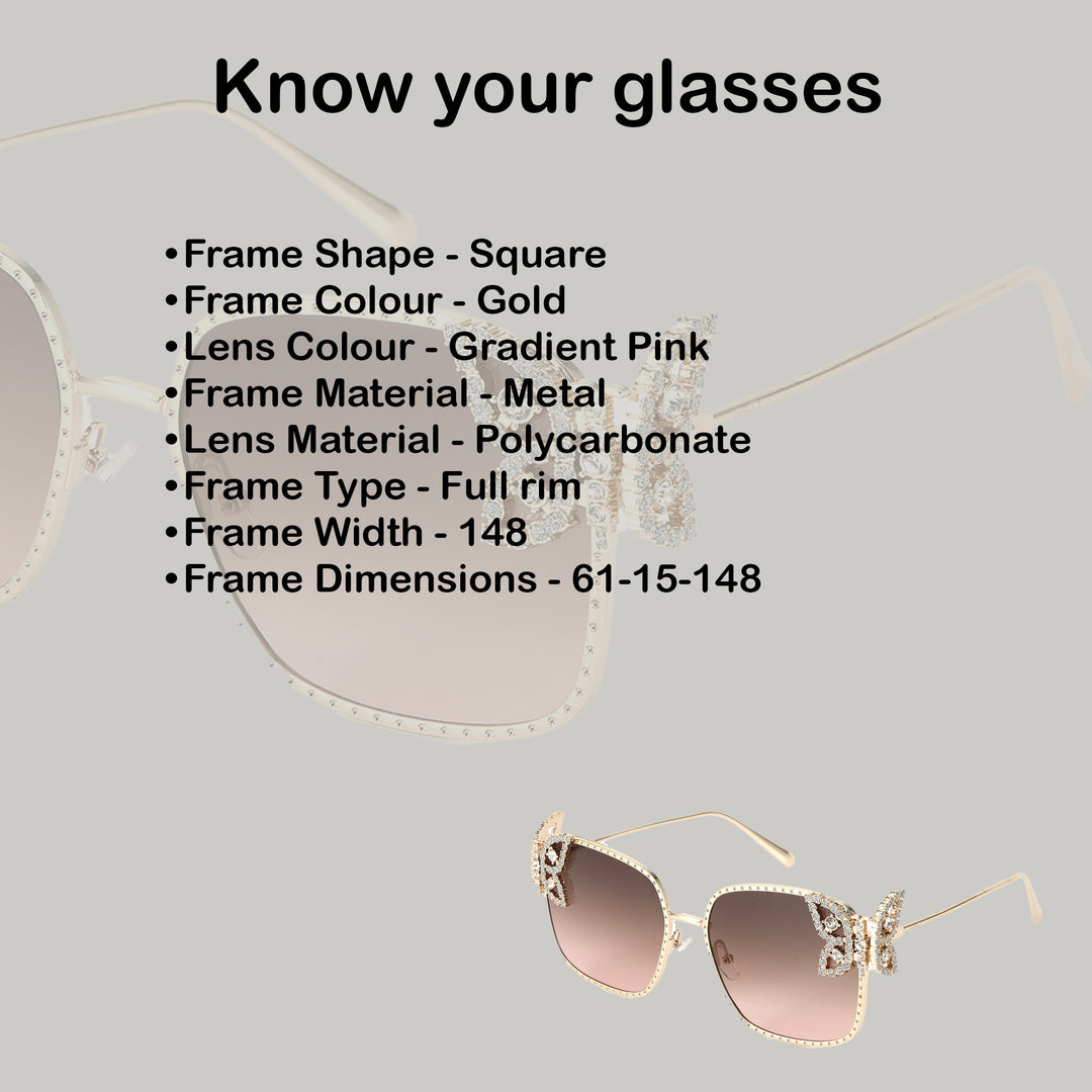 Luxury Butterfly Square Sunglasses For Women - Pink