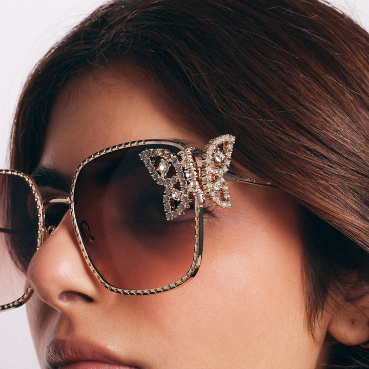 Luxury Butterfly Square Sunglasses For Women - Pink