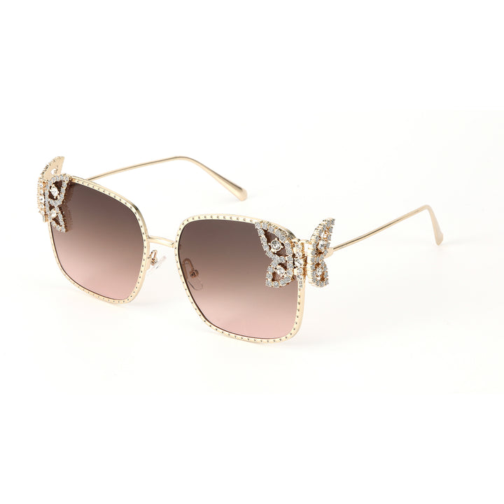 Luxury Butterfly Square Sunglasses For Women - Pink