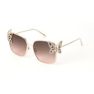 Luxury Butterfly Square Sunglasses For Women - Pink