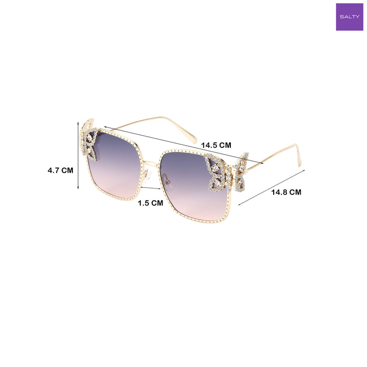 Luxury Butterfly Square Sunglasses For Women - Purple