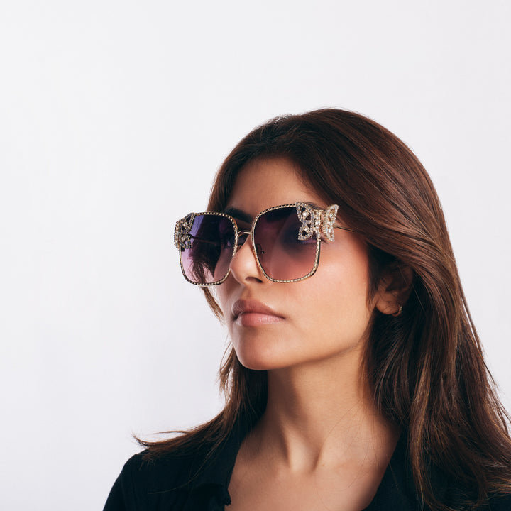 Luxury Butterfly Square Sunglasses For Women - Purple