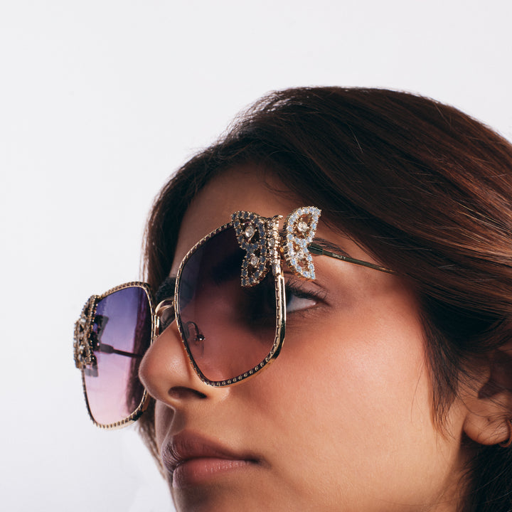 Luxury Butterfly Square Sunglasses For Women - Purple