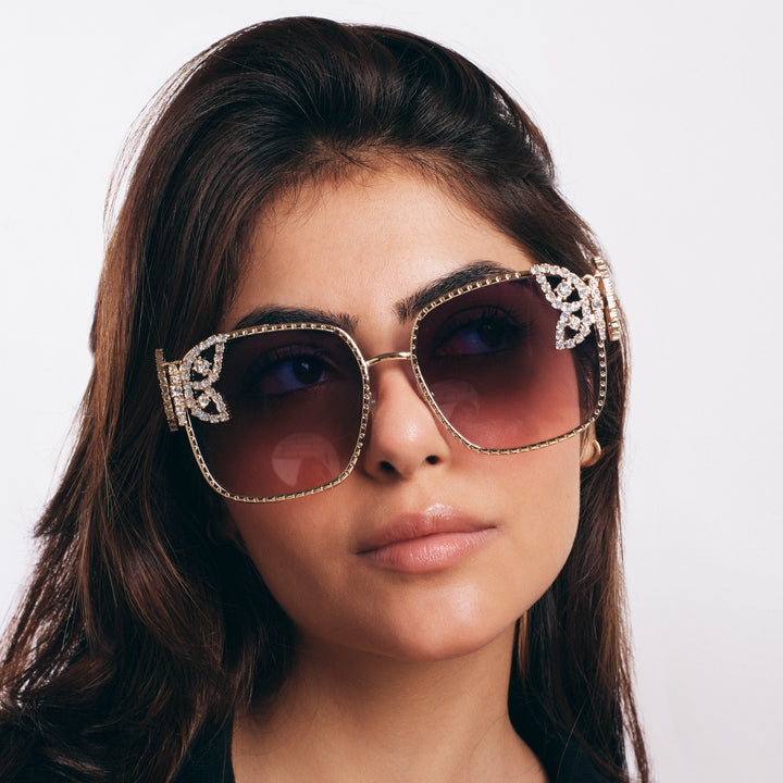 Luxury Butterfly Square Sunglasses For Women - Purple