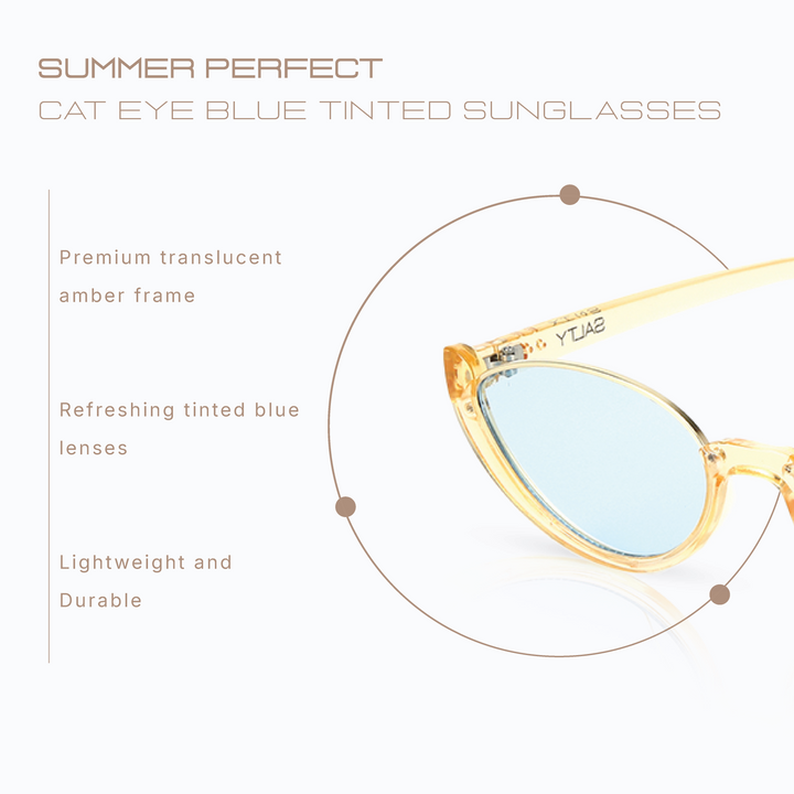 Summer Perfect Cat Eye Blue Tinted Sunglasses