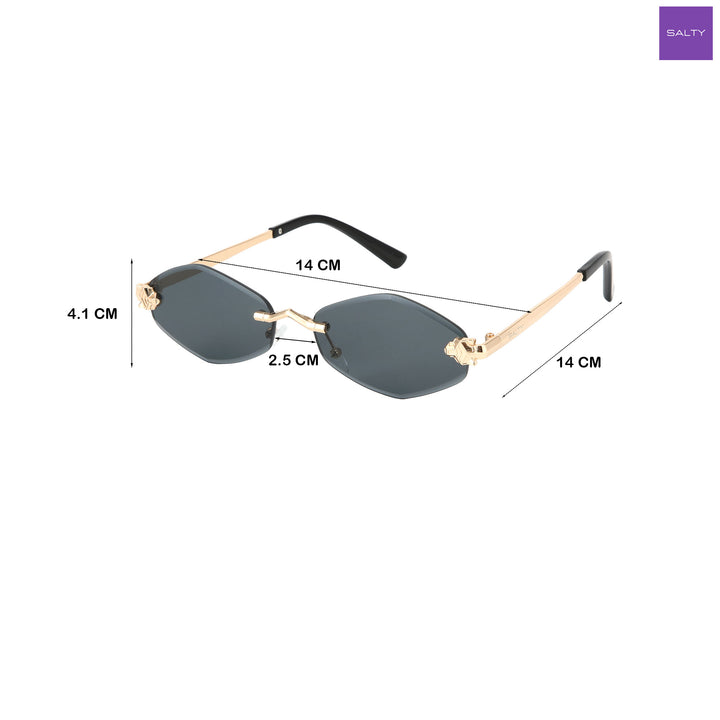Retro Hexagon UV400 Protection Sunglasses - Black