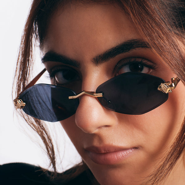 Retro Hexagon UV400 Protection Sunglasses - Black