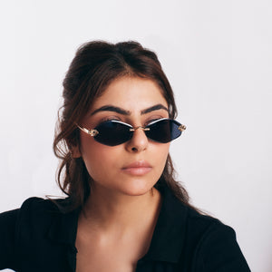 Retro Hexagon UV400 Protection Sunglasses - Black - Salty Accessories